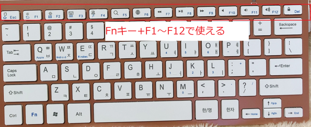 ACTTOのキーボードの
F1～F12キーの使い方